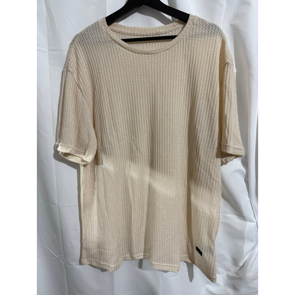 Men's MANFINITY XL Beige Waffle Knit Short Sleeve Tee Shirt